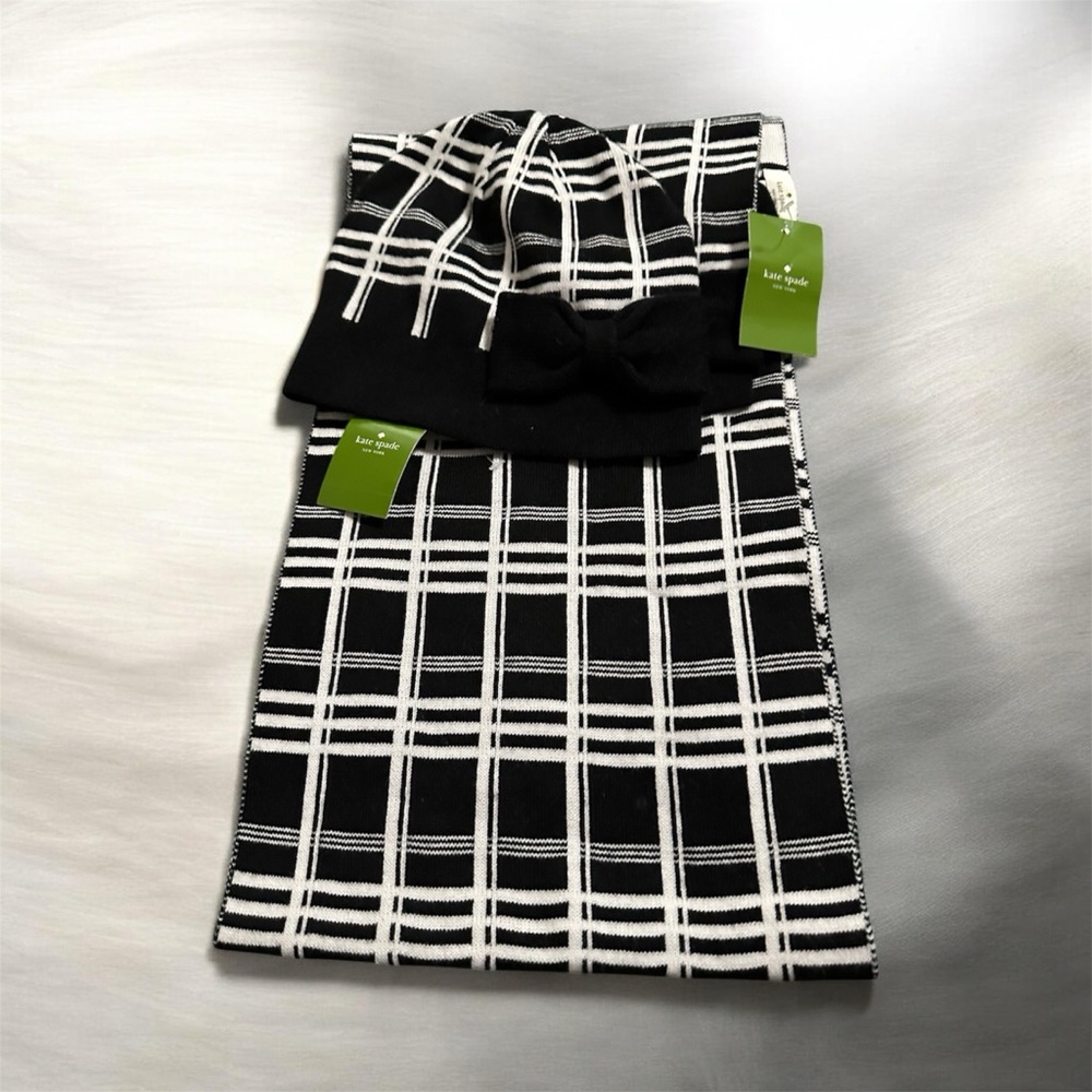 kate spade Black & White scarf and cap